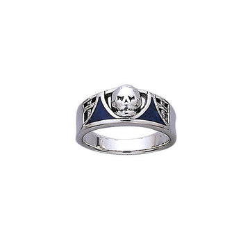 Skull Silver Ring with Inlay TR3661 - Jewelry
